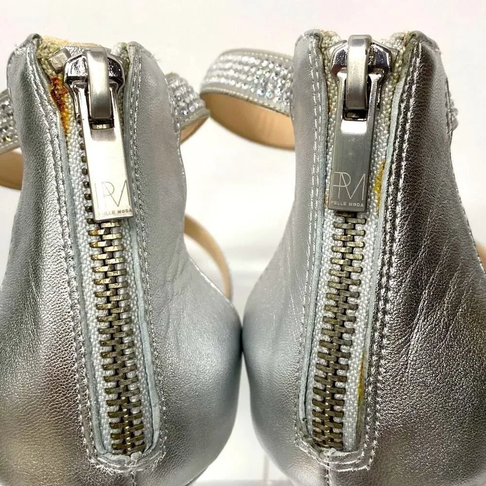 Pelle Moda Dalia 2 Silver Ankle Strap Embellished Bling occasion  Heels  8.5‎